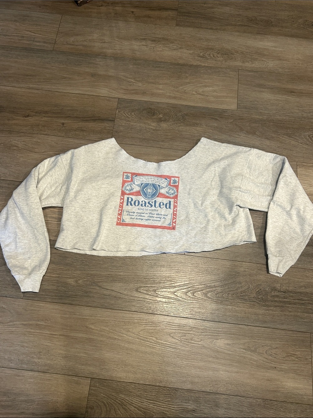 Roasted Graphic Cropped Sweatshirt Light‎ Heather Gray Size Large